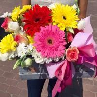 Цветы с макарони в коробке "Для тебя"